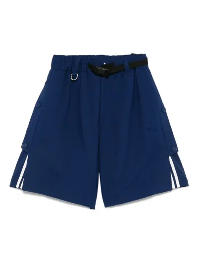 Y-3 Uniform 3-stripes Shorts In Blue