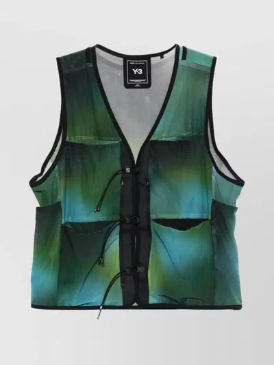 Y-3 V-NECK T-SHIRT MULTIPLE POCKETS