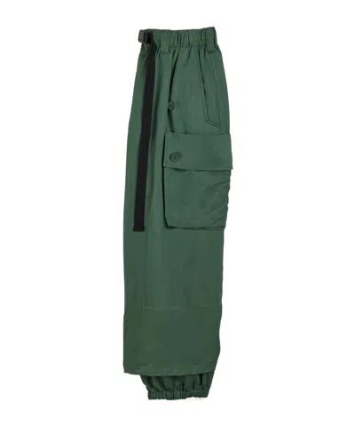 Y-3 Washed Twill Cargo Trousers In Green Oxide