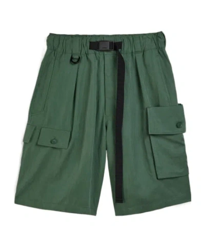 Y-3 Washed Twill Shorts In Green