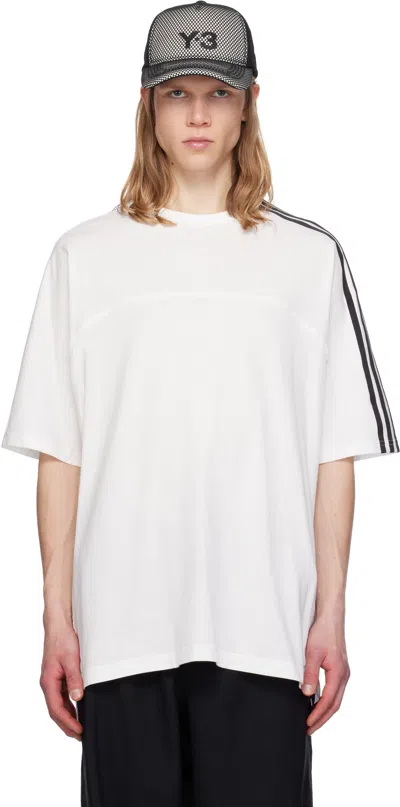 Y-3 Adidas Y 3 White Crew Neck T Shirt With Logo