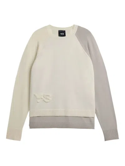 Y-3 WHITE COLOR-BLACK SWEATER