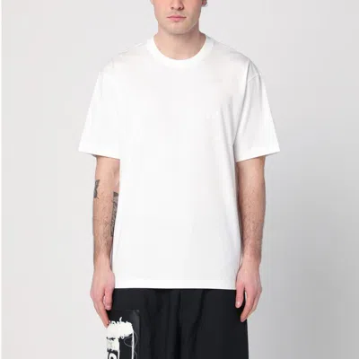 Y-3 WHITE COTTON T-SHIRT WITH LOGO