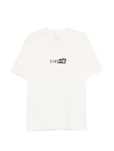Y-3 White Cotton T-shirt With Print Y3