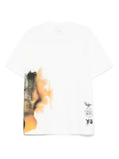 Y-3 MEN WHITE CREWNECK GRAPHIC T-SHIRT, XL LUXURY T-SHIRTS FOR MEN DARVEYS