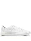 Y-3 White Leather Sneakers With Rounded Toe And Lace-up Closure In White