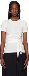 Y-3 Crew Neck T-shirt With Waist Tie And Side Stripe In White