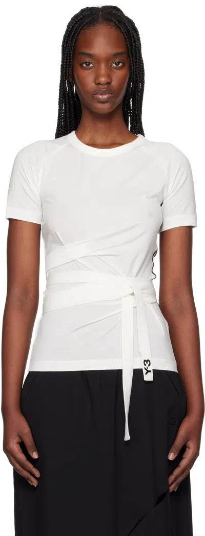 Y-3 WHITE WRAP T-SHIRT