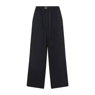 Y-3 Wide-leg Black Nylon Trousers With Adjustable Cuffs And Functional Pockets