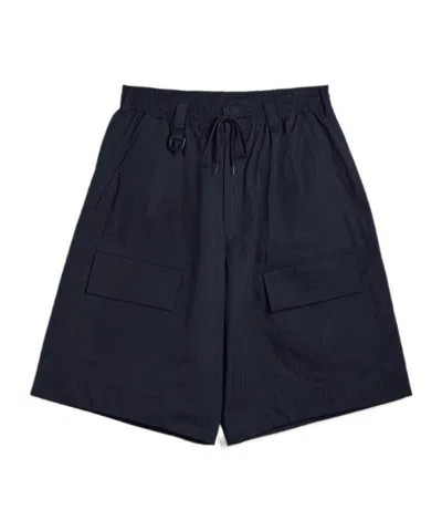 Y-3 Wide Leg Shorts In Blue