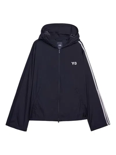 Y-3 Hooded Jacket Long Sleeves Stripe Detail In Black
