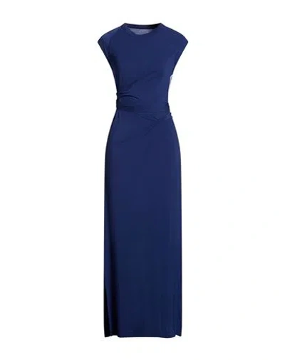 Y-3 Woman Maxi Dress Midnight Blue Size L Lyocell, Elastane