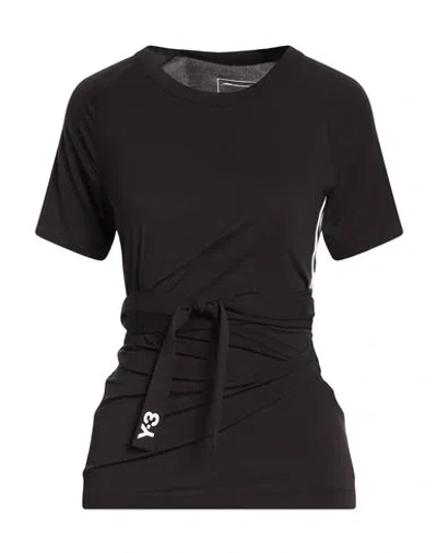Y-3 Woman T-shirt Black Size M Lyocell, Elastane