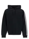Y-3 Black Cotton And Recycled Polyester Hoodie With White Raglan Stripes In Black