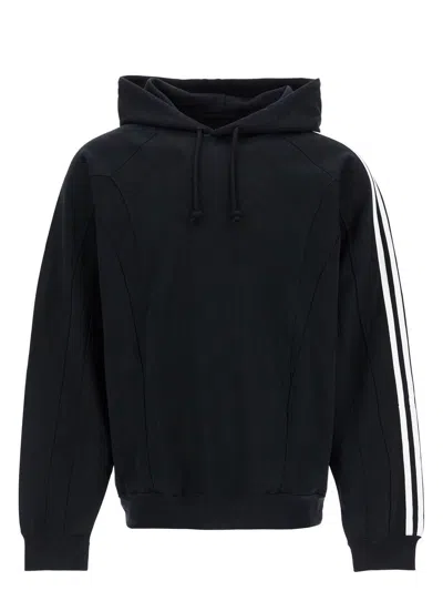 Y-3 WOMEN'S COTTON AND RECYCLED POLYESTER HOODIE WITH WHITE RAGLAN STRIPES