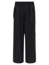 Y-3 Adidas Black Baggy Pants With Side Bands  In Black
