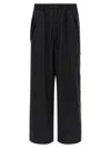 Y-3 Adidas Black Baggy Pants With Side Bands  In Blue