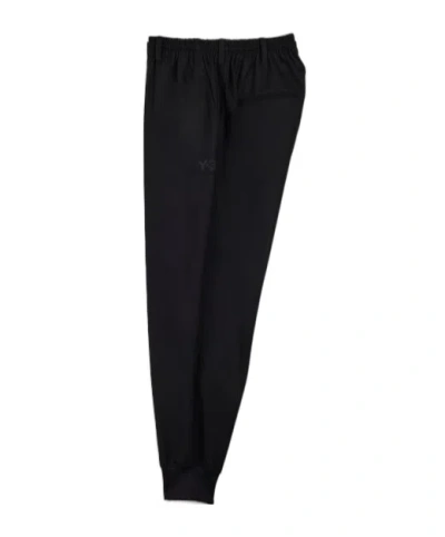 Y-3 Wool Flannel Curled Trousers In Black