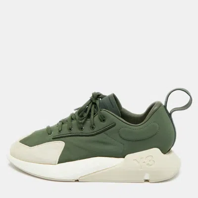 Pre-owned Y-3 X Adidas Orisan Shadow Green Size 42 Green/beige Fabric And Suede Low Top Sneakers
