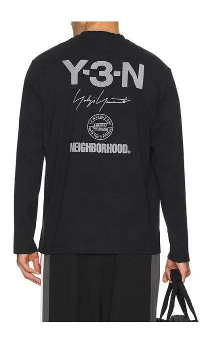 Y-3 Yohji Yamamoto X Nbhd Logo Long Sleeve Tee In Black
