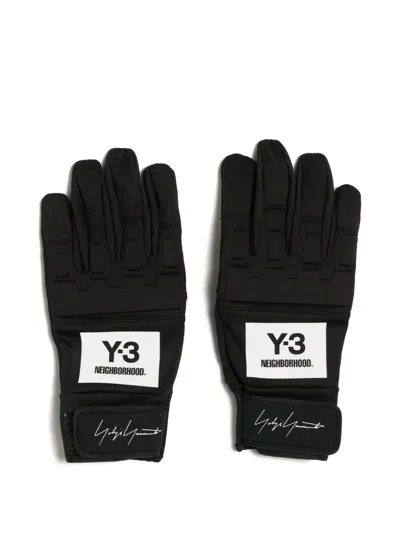 Y-3 X Neighborhood Logo-patch Gloves In Black