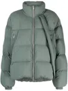 Y-3 Hooded Zip-up Puffer Jacket In Green