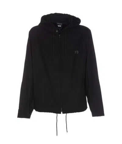 Y-3 Logo-appliqué Zip-up Hoodie In Black