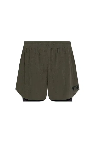 Y-3 Perforated-design Shorts In Green
