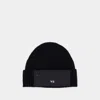 Y-3 Ribbed Knit Beanie Cap With Zip Detail
