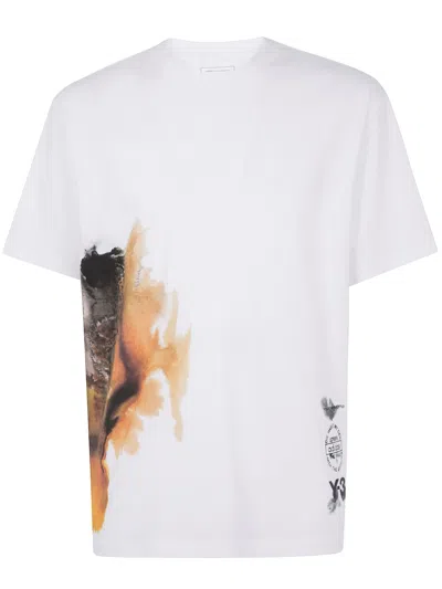 Y-3 Yohji Yamamoto Adidas Y-3 Aop Short Sleeve Tee In White