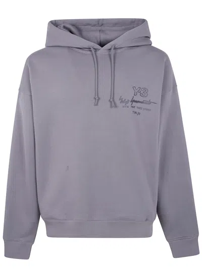 Y-3 Yohji Yamamoto Adidas Y-3 Graphic Ft Hoodie In Gray