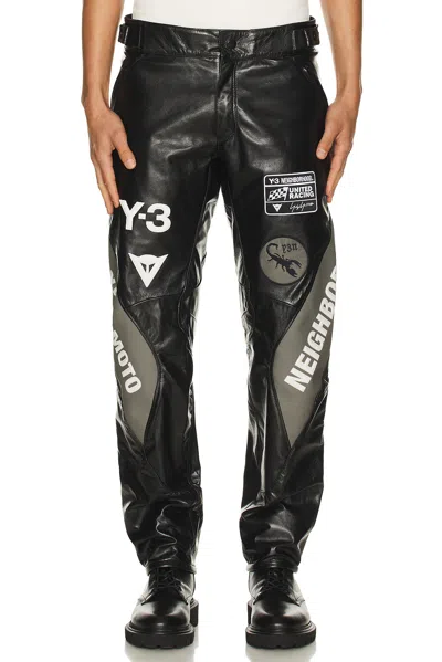 Y-3 Yohji Yamamoto X Nbhd Moto Leather Pants In White