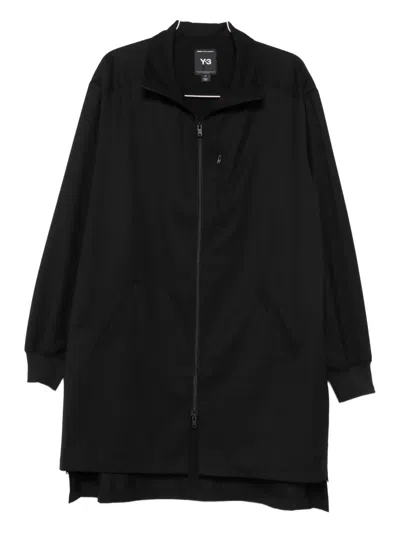 Y-3 Zip-front Long Jacket In Black