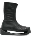 Y-3 Zip-front Platform Boots In Black