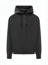 Y-3 Zip-up Black Hoodie With Minimalist Design In Black