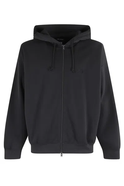 Y-3 Zip-up Hoodie With Adjustable Hood In Black