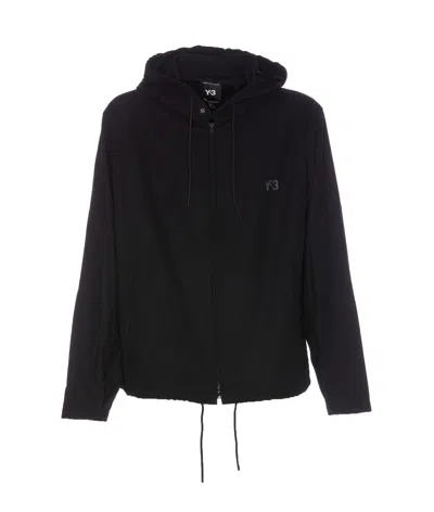 Y-3 Zipped Drawstring Hoodie In Black
