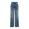 Y/project Evergreen Vintage Blue Organic Cotton Snap Off Jeans In Blue