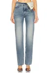 Y/project Asymmetric Straight Leg In Evergreen Vintage Blue