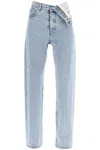 Y/PROJECT ASYMMETRICAL WAIST JEANS WITH SEVEN IN BLUE FOR SS24