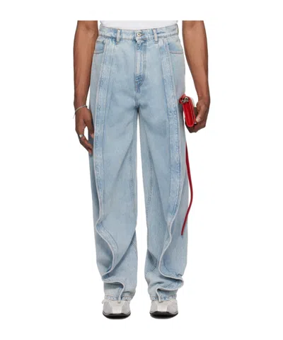Y/project Blue Banana Jeans In Evergreen Ice Blue