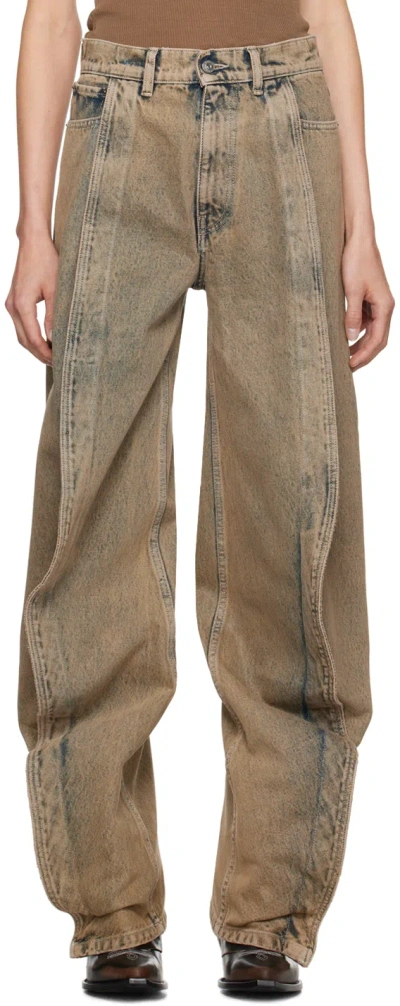 Y/project Beige Banana Jeans In Cream