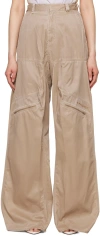 Y/PROJECT BEIGE POP-UP TROUSERS