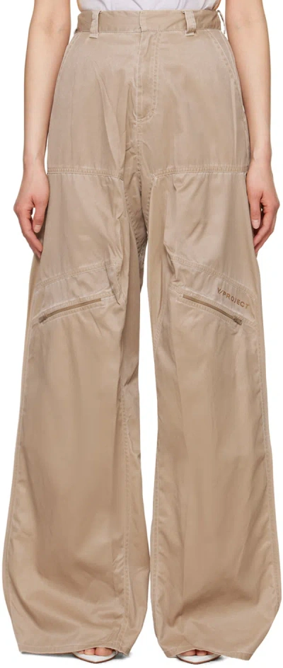Y/project Beige Pop-up Trousers In Washed Beige