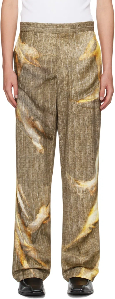 Y/project Beige Sun Bleached Trousers In Beige Stripe