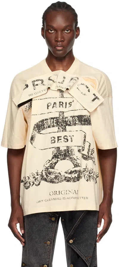 Y/PROJECT BEIGE VELCRO 'PARIS' BEST' T-SHIRT