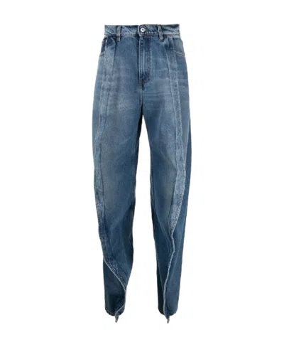 Y/project Belt Ring Denim Trousers In Blue