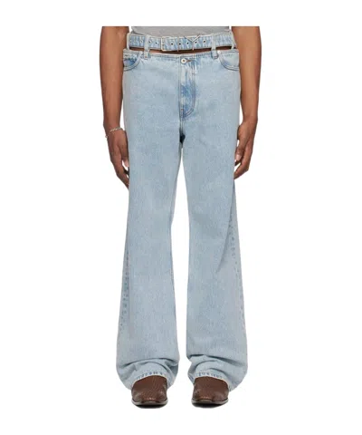 Y/project Belted Wide-leg Jeans In Gray