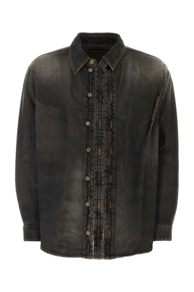 Y/project Hook-and-eye Denim Shirt In Black