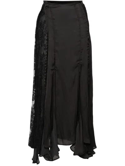 Y/project High-waist Satin Maxi Skirt In Black